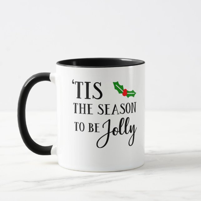 Tis The Season To Be Christmas Mistletoe Mug (Left)