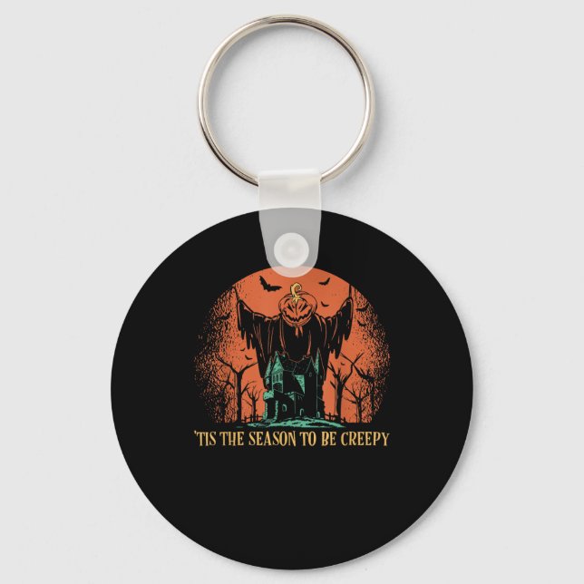 Tis The Season To Be Creepy Pumpkin Key Ring (Front)