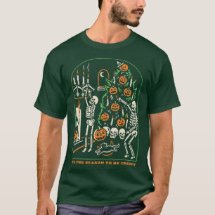 Tis The Season to Be Creepy Skeleton Halloween Spo T-Shirt