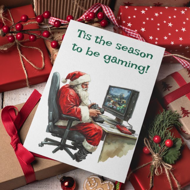 Tis the Season to be Gaming Santa  Holiday Card (Creator Uploaded)