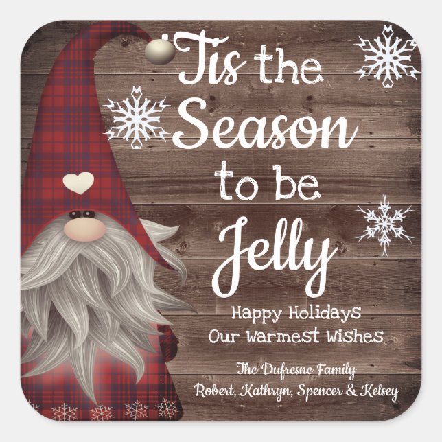 Tis The Season To Be Jelly Personalised Jar Label (Front)