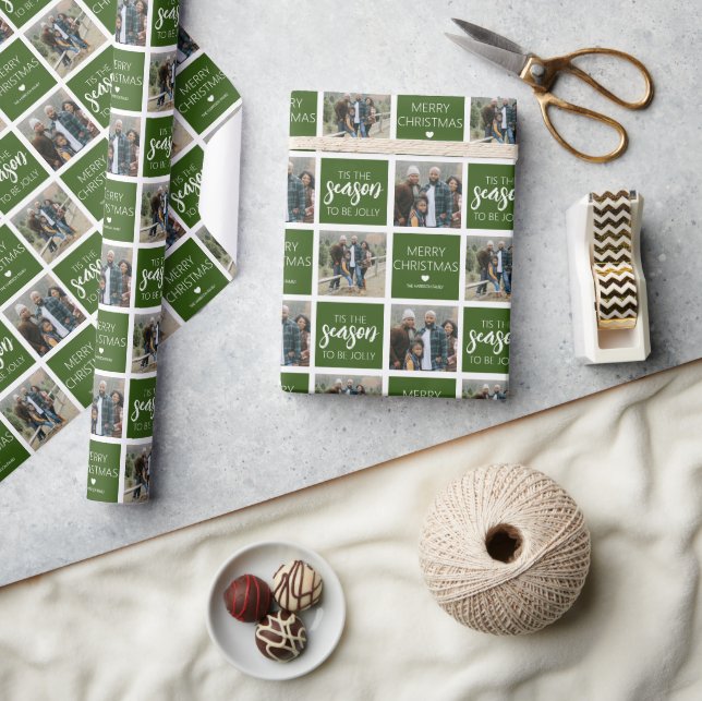 Tis The Season To Be Jolly | 2 Photo Holiday Wrapping Paper (Crafts)