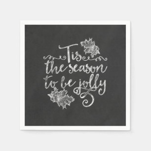 Tis the Season to be Jolly Chalkboard Holiday Napkin