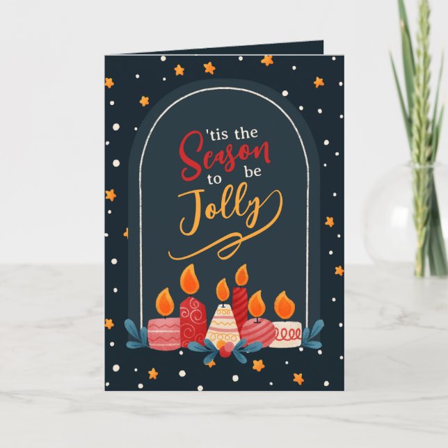 Tis the Season to Be Jolly Christmas Candle Card (Front)