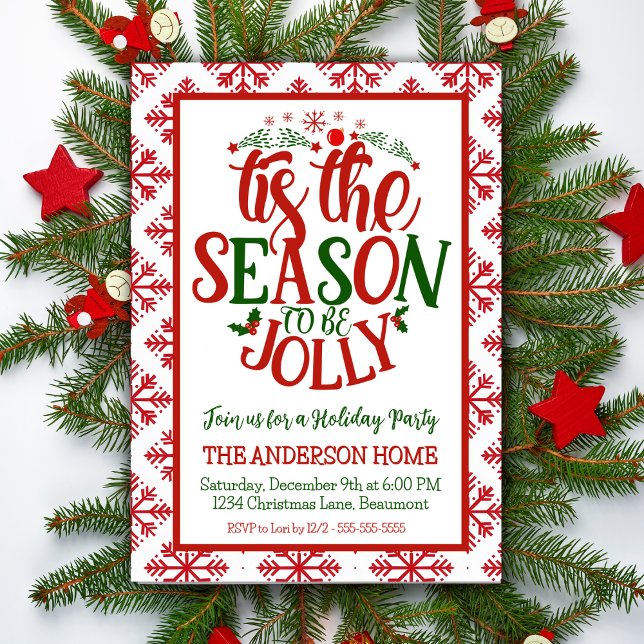 Tis The Season To Be Jolly Christmas Party Invitation (Tis The Season To Be Jolly Christmas Party Invitation)