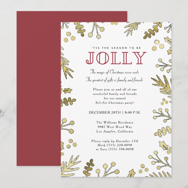 Tis the Season to Be Jolly Christmas Party Invite (Front/Back)