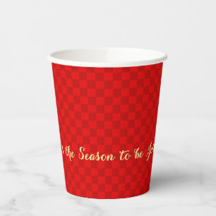 Tis the Season to be Jolly Christmas Red Chequered Paper Cups