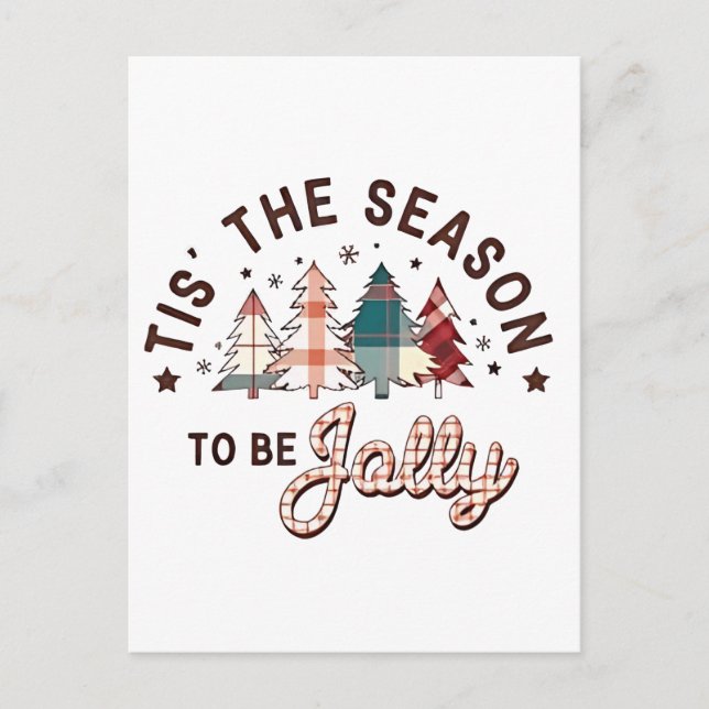  Tis the Season to Be Jolly Christmas Santa Xmas  Announcement Postcard (Front)