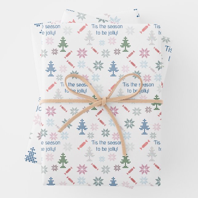 'Tis the season to be jolly! Colourful Christmas Wrapping Paper Sheet (In situ)