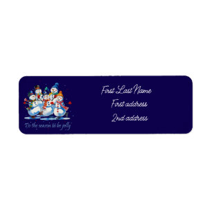Tis the Season to be Jolly Dancing Jolly Snowmen Return Address Label