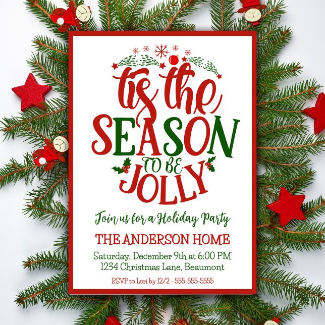 Tis The Season To Be Jolly Fun Christmas Party Invitation (Tis The Season To Be Jolly Fun Christmas Party Invitation)