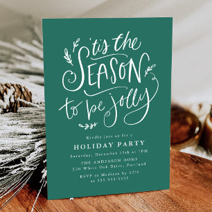 'Tis The Season to be Jolly Green Holiday Party Invitation