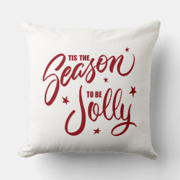 Tis The Season To Be Jolly Hand lettered Cushion