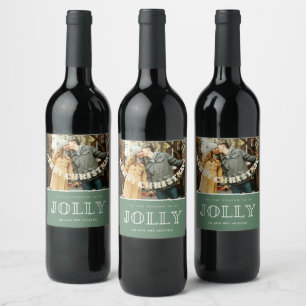 'Tis the Season to Be Jolly Photo Christmas Wine Label