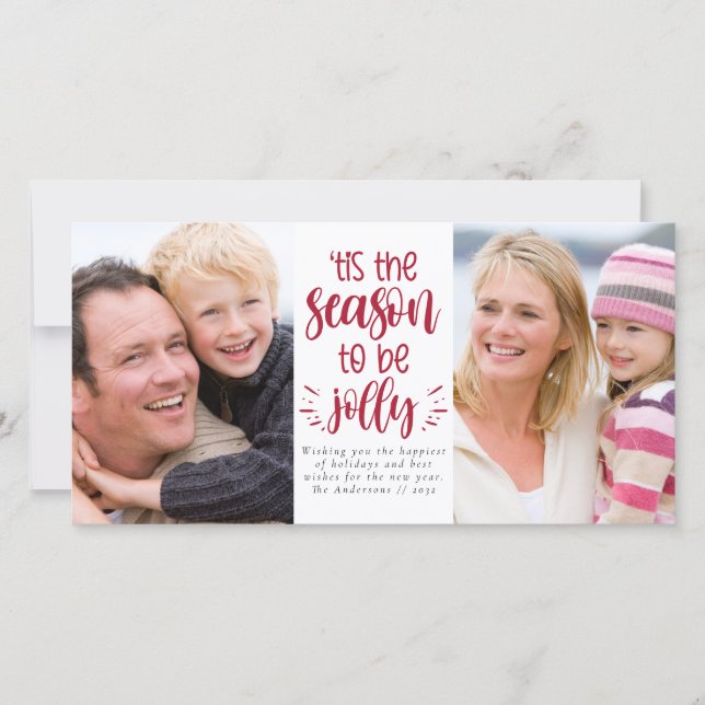 'tis the Season to Be Jolly Photo Collage Holiday  (Front)