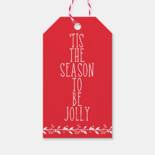 'Tis The Season To Be Jolly Red/White Garland Gift Tags
