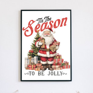 'Tis the season to be jolly vintage Santa Poster