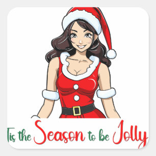 Tis the season to be jolly Woman Square Sticker