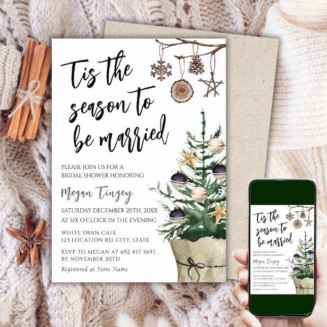 Tis the Season To Be Married | Boho Bridal Shower Invitation (Creator Uploaded)
