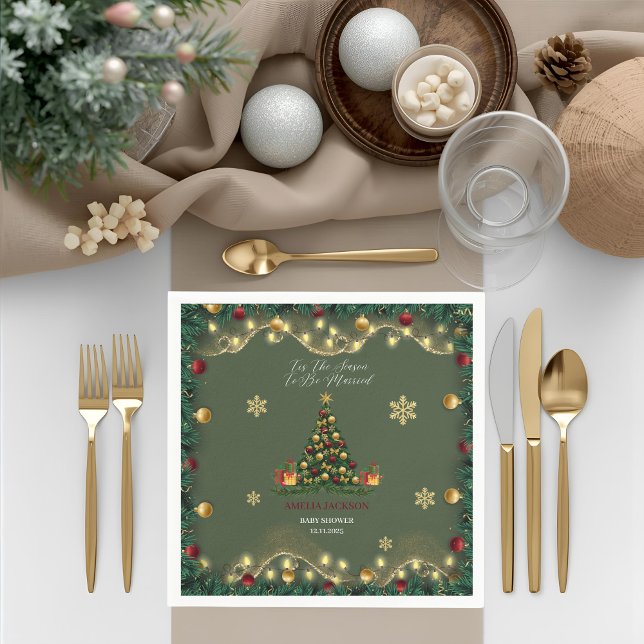 Tis the Season to be Married Bridal Shower  Napkin (Creator Uploaded)