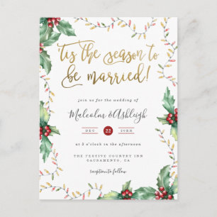 'Tis The Season To Be Married Christmas Wedding Holiday Postcard