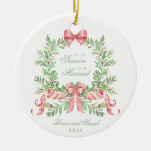 Tis the Season to Be Married First Christmas Photo Ceramic Ornament