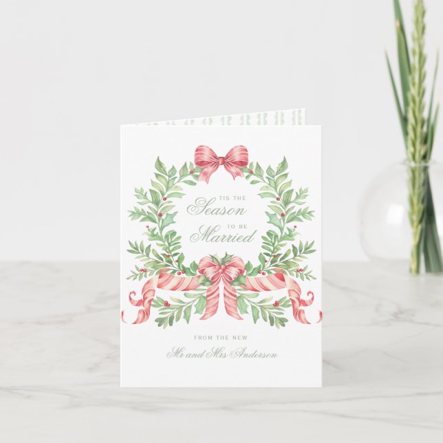 Tis the Season to Be Married First Christmas Photo Holiday Card (Front)