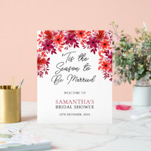 'Tis the Season to Be Married Floral Bridal Shower Acrylic Sign