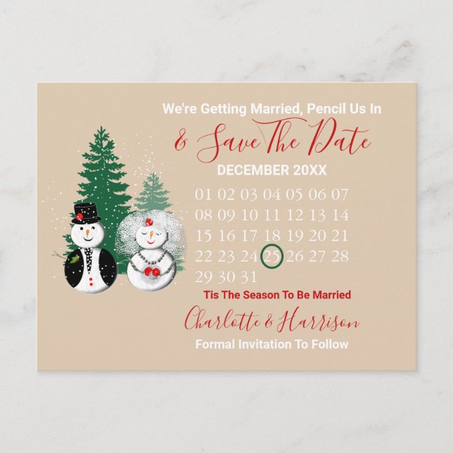 Tis The Season To Be Married Wedding Announcement Postcard (Front)