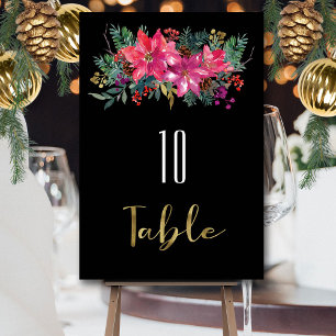 Tis The Season To Be Married Winter Christmas Pink Table Number