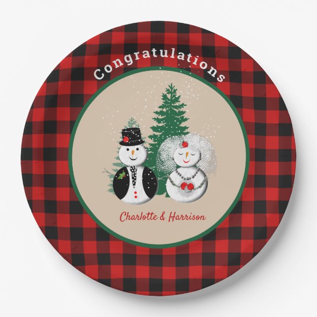 Tis The Season To Be Married Winter Cute Paper Plate (Front)