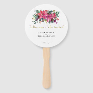 Tis The Season To Be Married Winter Pink Christmas Hand Fan