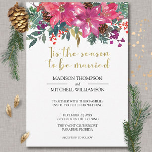 Tis The Season To Be Married Winter Pink Christmas Invitation