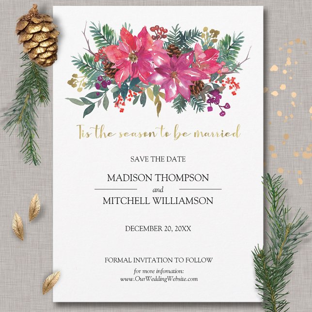 Tis The Season To Be Married Winter Pink Christmas Save The Date (Creator Uploaded)