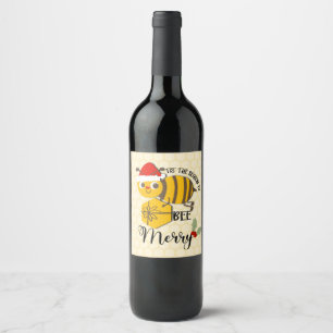 Tis the season to be merry bee  card wine label