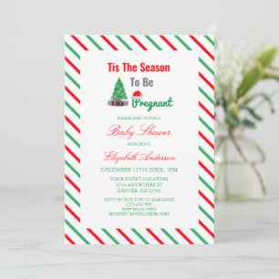 Tis The Season To Be Pregnant Baby Shower Invitation