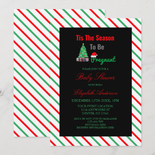 Tis The Season To Be Pregnant Baby Shower Invitation