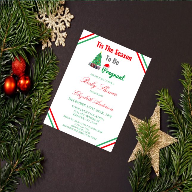 Tis The Season To Be Pregnant Baby Shower Invitation (Creator Uploaded)