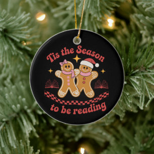 Tis The Season To Be Reading Christmas School  Ceramic Ornament