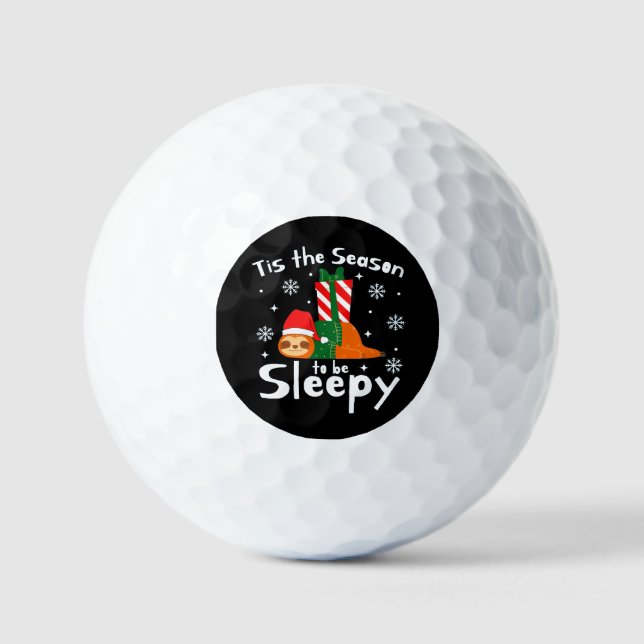 Tis The Season To Be Sleepy For Christmas Season  Golf Balls (Front)