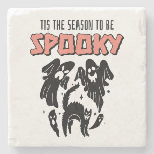 Tis the Season to be Spooky Creepy Halloween  Stone Coaster