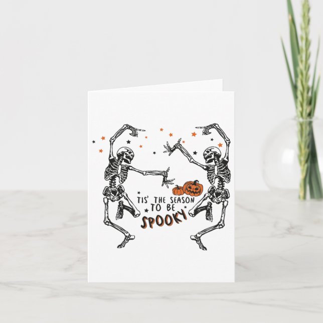 Tis' The Season To Be Spooky Dancing Skeleton Hall Card (Front)