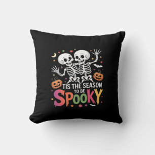 Tis The Season To Be Spooky Dancing Skeleton Hallo Cushion