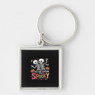 Tis The Season To Be Spooky Dancing Skeleton Hallo Key Ring