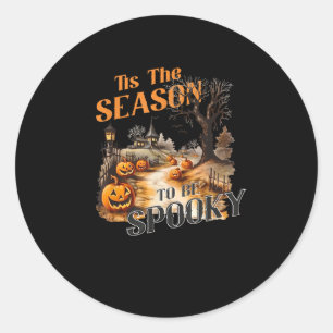 Tis The Season To Be Spooky Fall Halloween Retro C Classic Round Sticker