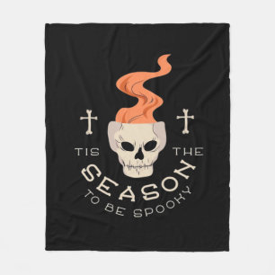 Tis The Season To Be Spooky Halloween Skull Fleece Blanket