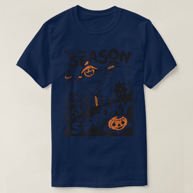 Tis The Season To Be Spooky Pumpkin Patch Hallowee T-Shirt (Design Front)