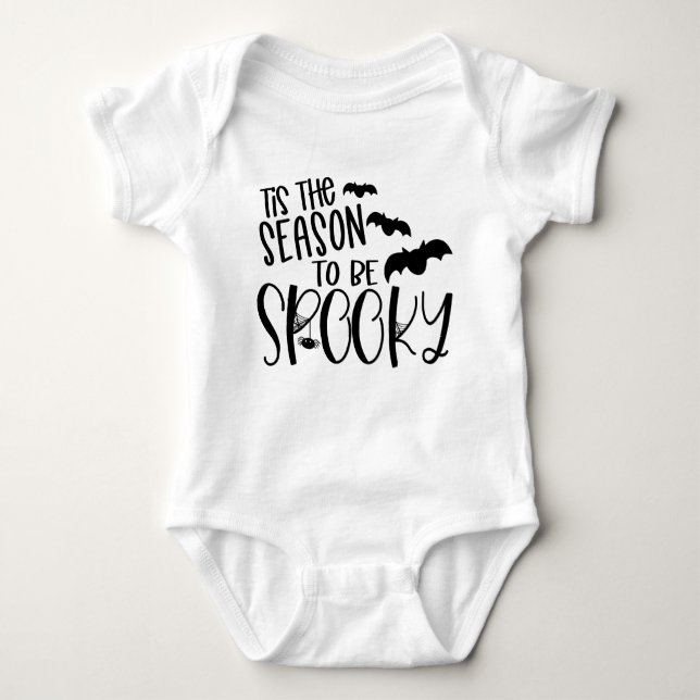 Tis The Season To Be Spooky with Bats Baby Bodysuit (Front)