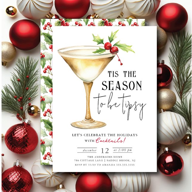 'Tis the Season to Be Tipsy! Cocktail Party Invitation (Creator Uploaded)