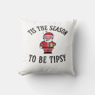 Tis The Season To Be Tipsy Vintage Drunk Santa Dri Cushion